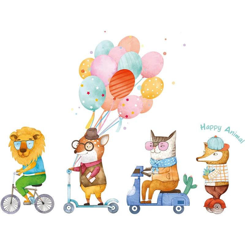 DIY Мультяшные Животные наклейки на стену для детской комнаты мальчика Красочные