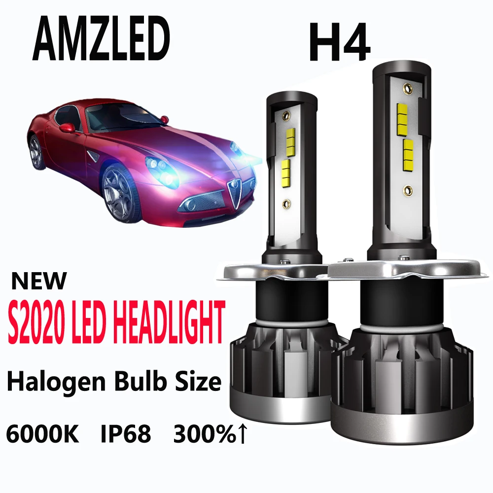 AMZLED H4 светодиодные лампы для автомобильных фар 72 Вт 12000 люмен супер яркие фары