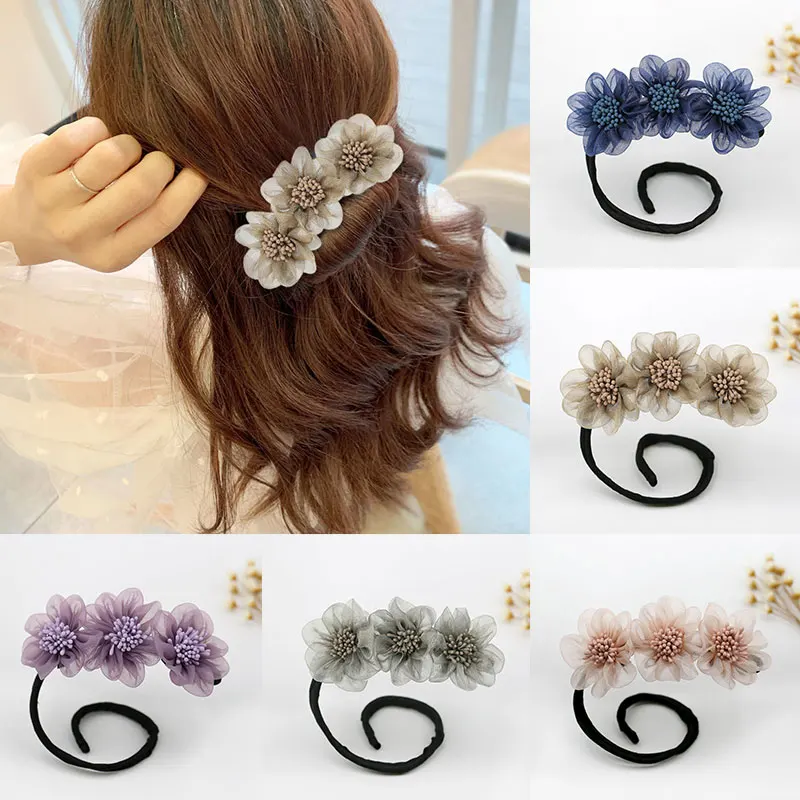 

1Pc Woman Elegant Bud Flower Hair Bun Maker DIY Hairstyle Tool For Ladies Hair Accessories Bridal Hairband