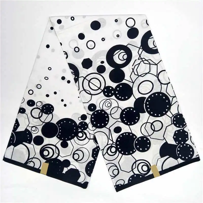 

black and white Veritable wax guaranteed real wax 100% cotton pagne wax 6yards african ankara sewing fabric