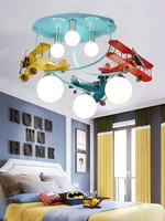 cartoon creative color airplane chandelier boy bedroom childrens room lamp american style lovely color wood fighter chandelier