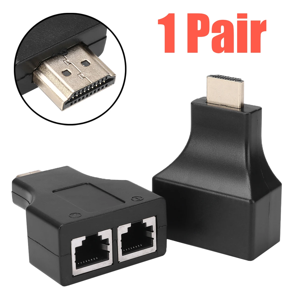 1 пара 1080P HDMI совместимый с двумя портами RJ45 Сетевой удлинитель кабеля по Cat5e/Cat6