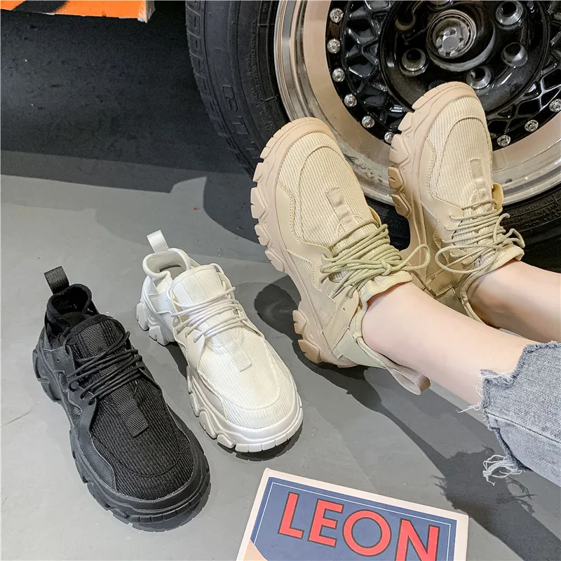 

Women's Chunky Sneakers Fashion New Women 2021 Platform Shoes Lace Up Vulcanize Shoes Womens Female Running Trainers Dad Shoes