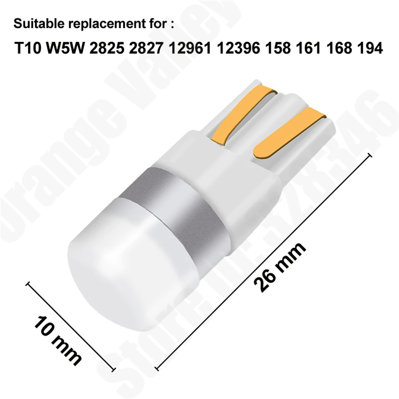 100 шт. лампа светодиодная T10 W5w 1 автомобиль 3030 SMD 194 168 огни очистки чтения интерьер авто лампа багажника 12В 6000K включены.