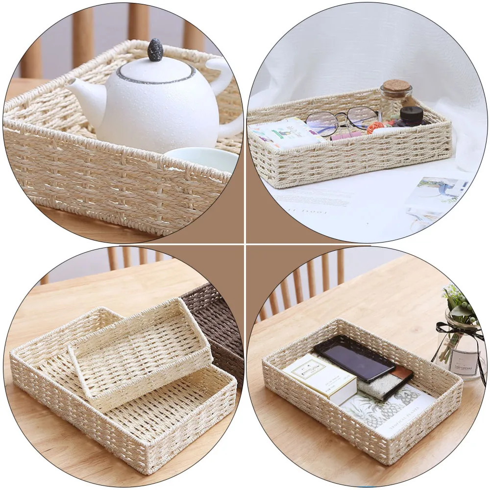 

1Pc Sundries Storage Basket Household Storage Basket Desktop Organizer (Beige)
