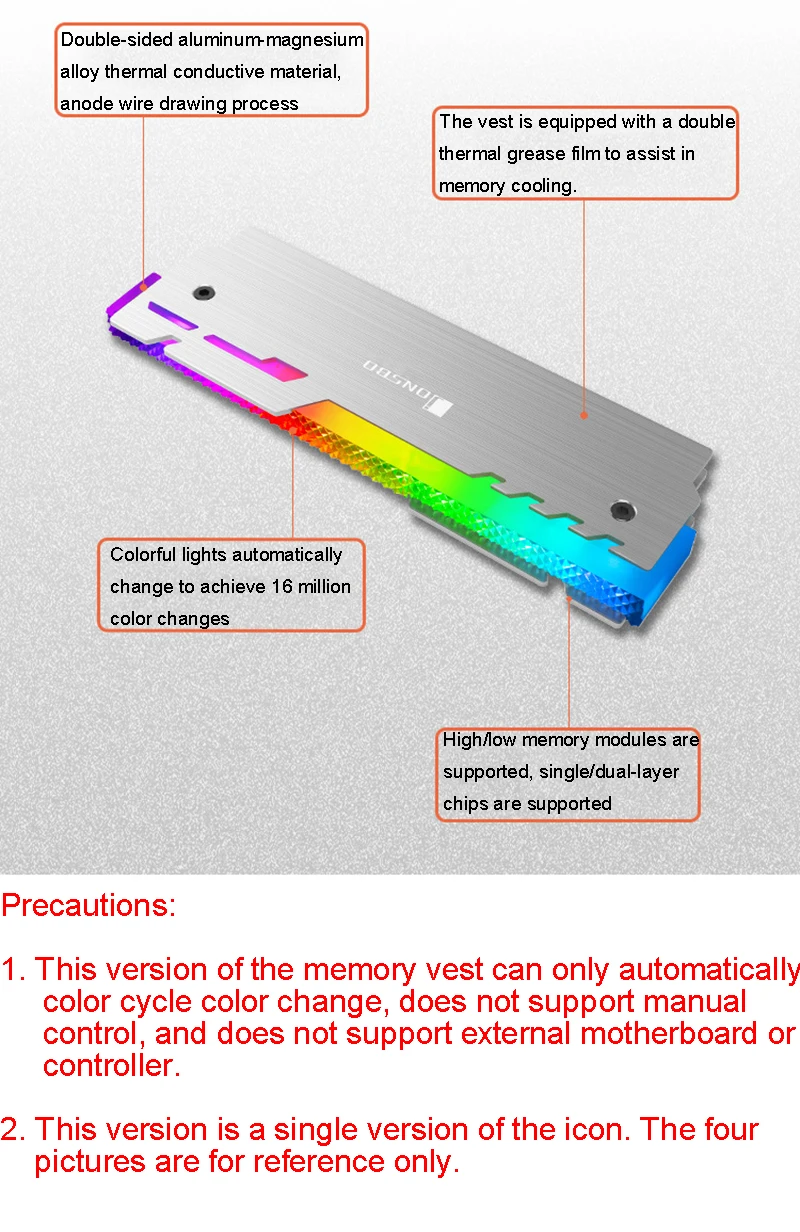 4 шт./лот JONSBO NC-3 светящийся жилет с памятью RGB радиатор 12 в маленький 3 Pin аура светодиодный алюминиевый радиатор Настольный теплоотвод ОЗУ