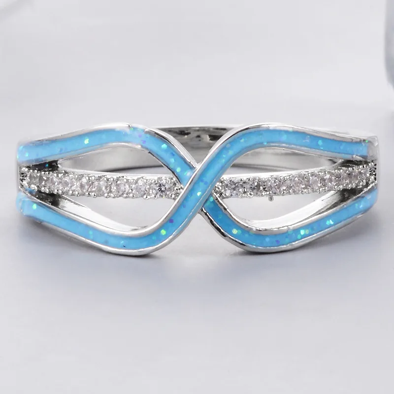 Modyle New Blue Fire Opal Pink Zircon Cubic Zirconia White Gold Color Wholesale Hot for Women Jewelry Ring Rhod ring mens | Украшения и