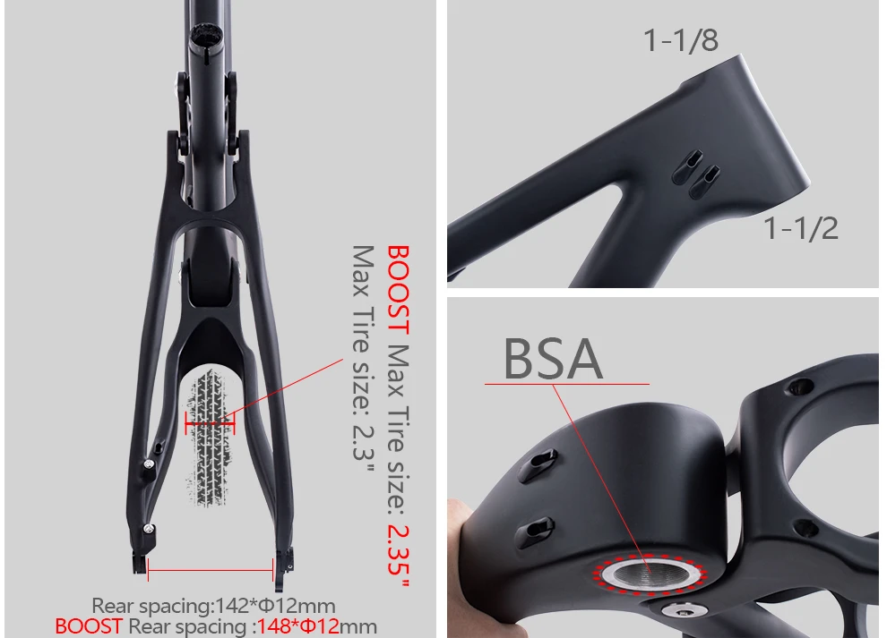 BXT New Full Suspension Carbon Mountain 29er MTB Bike Frame BSA 142X12mm 148*12mm Suspension Frame Travel 100mm Free Shipping