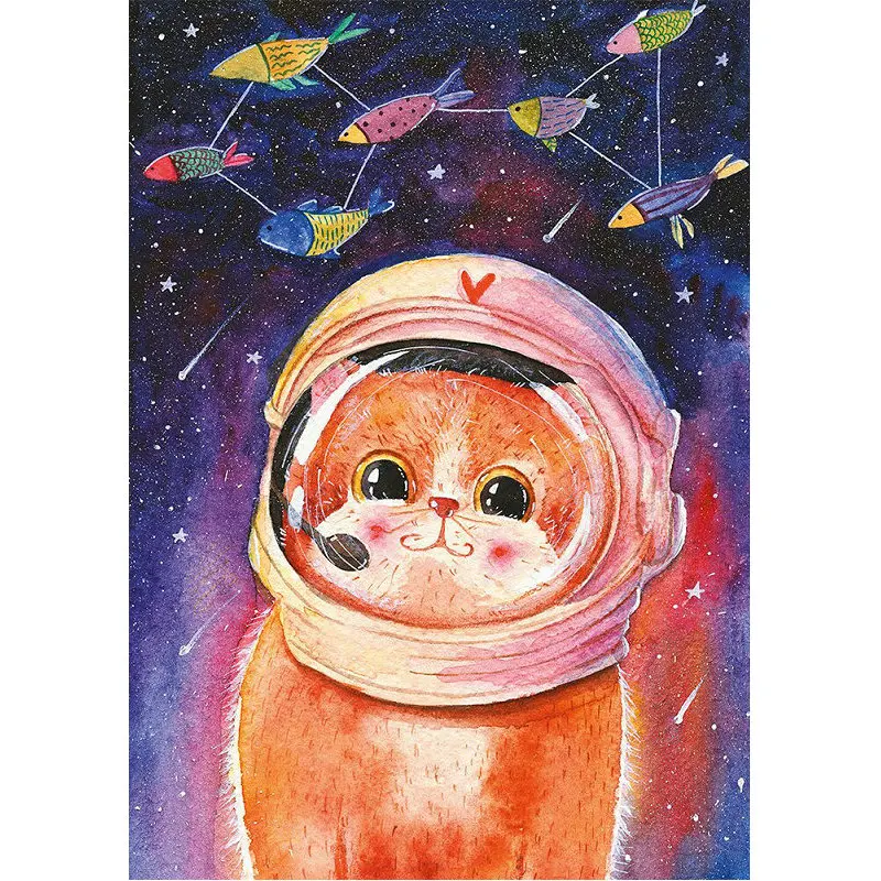

DIY Diamond Embroidery Astronaut cat Drill Diamond Painting Animals Picture Of Home Decoration Birthday Present Abstract fish