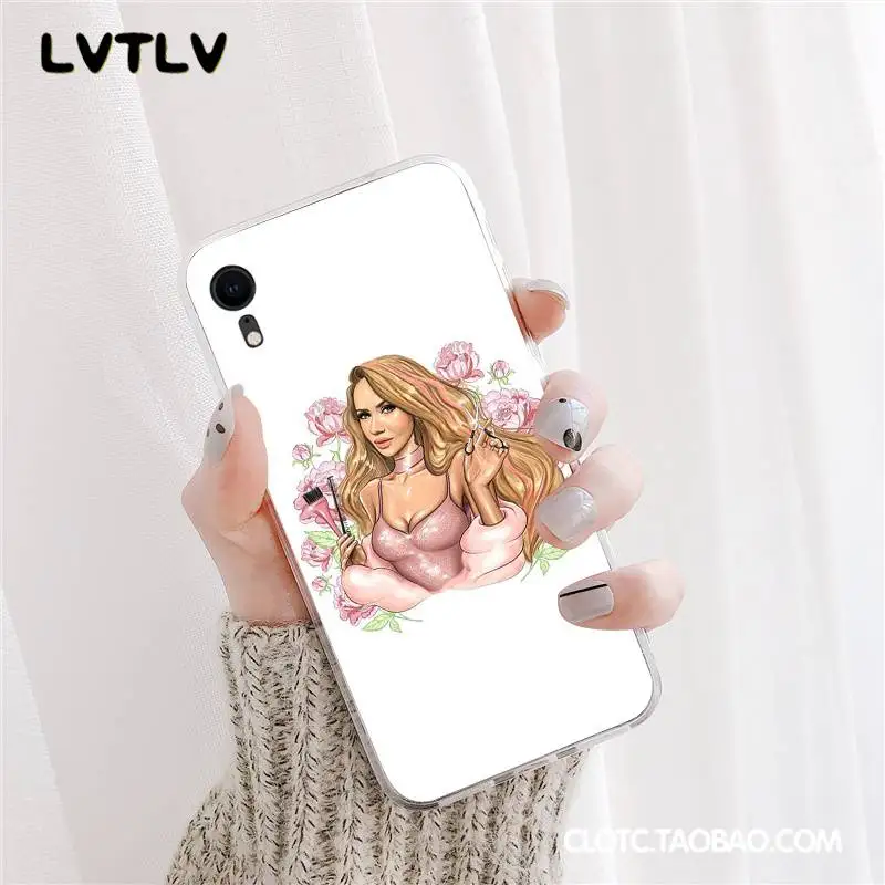 LVTLV Рождество принцесса девушка кофе Coque оболочки телефона чехол для iPhone 11 pro XS MAX 8