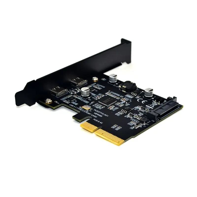 

USB 3.1 to Type-C 2 Port Expansion Card PCI-E 4X to USB 3.1 Gen2 10Gbps USB C Adapter for Desktop PC Computer 34YD