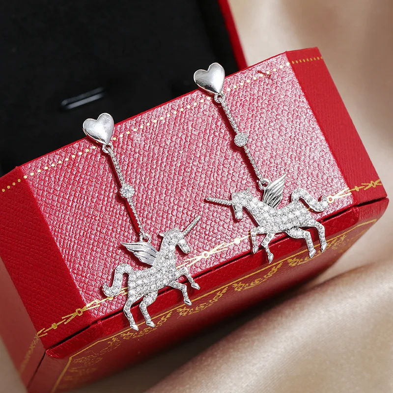 Хорошее качество Лошадь Единорог цепь медь Циркон S925 Роскошные модные массивные