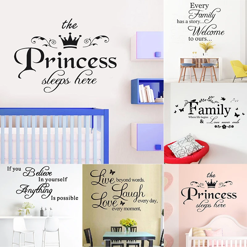 Семейная любовь никогда не закончите Цитата виниловая настенная наклейка