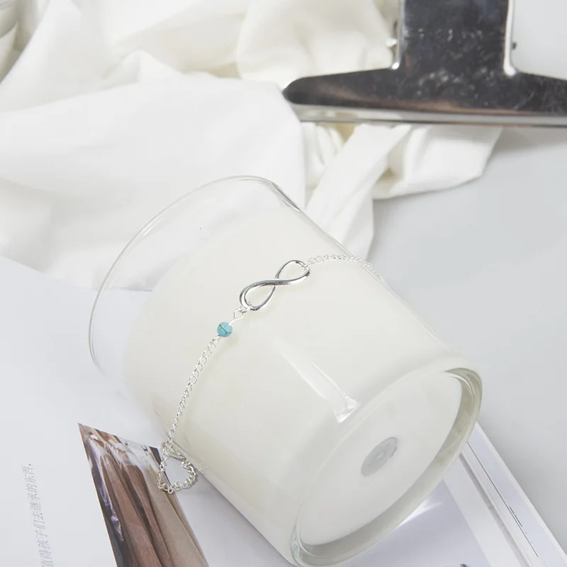 Летние пляжные струнные бусины ножной браслет для женщин Простые Серебряные