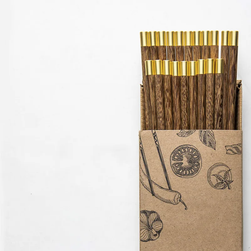 

High Quality Premium Wooden Gift Box Packaging Household square Cylindrical Chopsticks Tableware sushi Solid wood chopstick