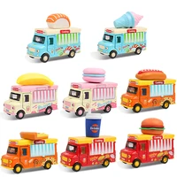 baby pull back dinning car toy with sensor 1 36 cute ice cream pizza sushi touch to singing light alloy food car toy children