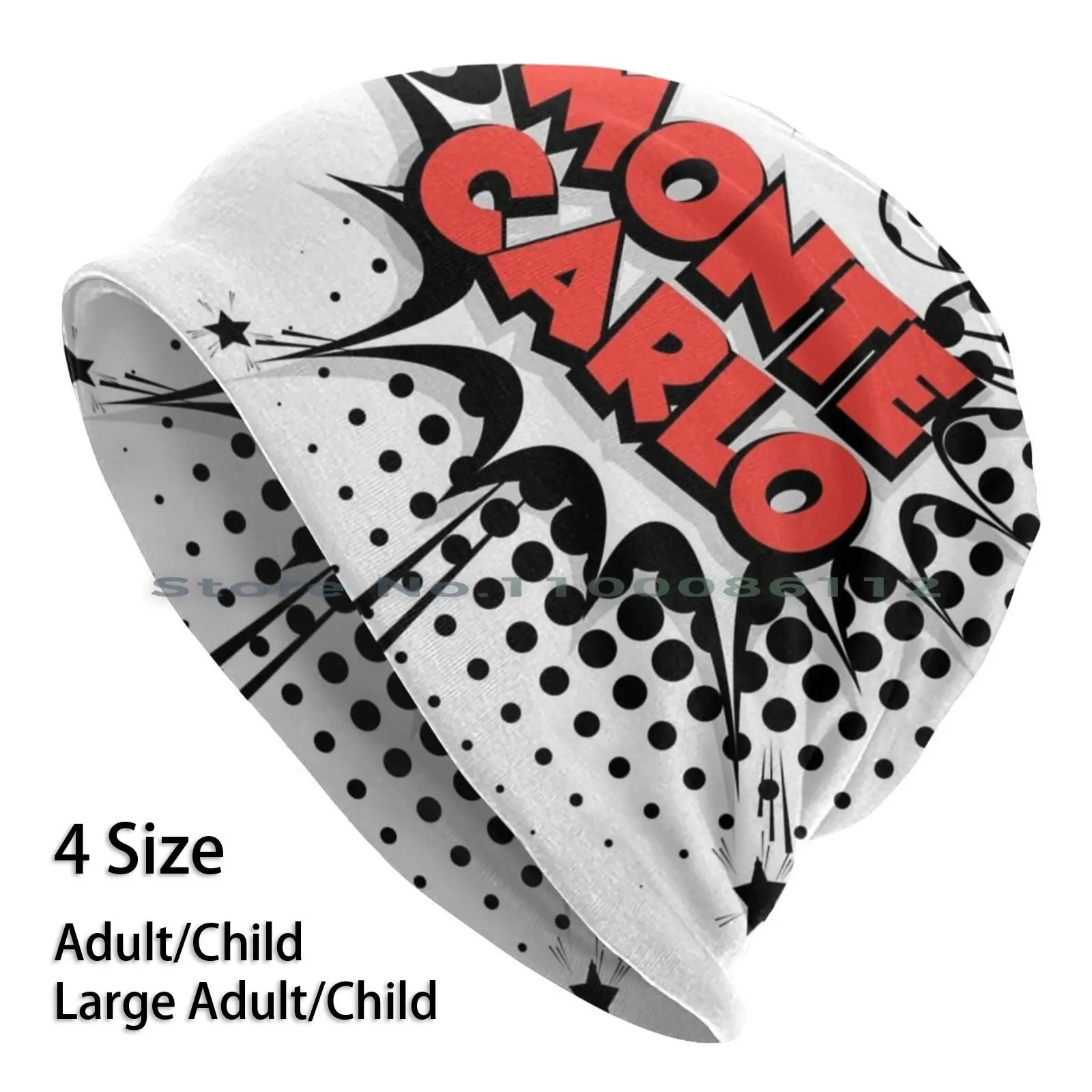 

Monte Carlo Tee Beanies Knit Hat Best Selling Popular Logo Monte Carlo Monaco Black White Red Comical Cute Cool Funny City