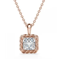 fashion pendant necklace 925 silver jewelry with zircon gemstone square shape accessories for women wedding party promise gift