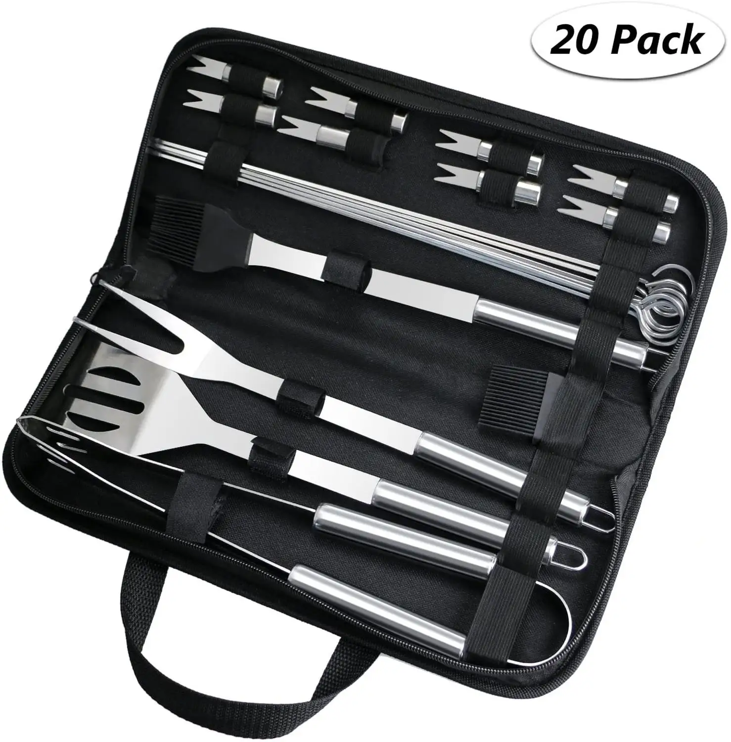 BBQ Grill Tools Set Stainless Steel Spatula Fork Basting Brush Tongs Barbecue Grilling Utensil Accessories Cooking Kit |