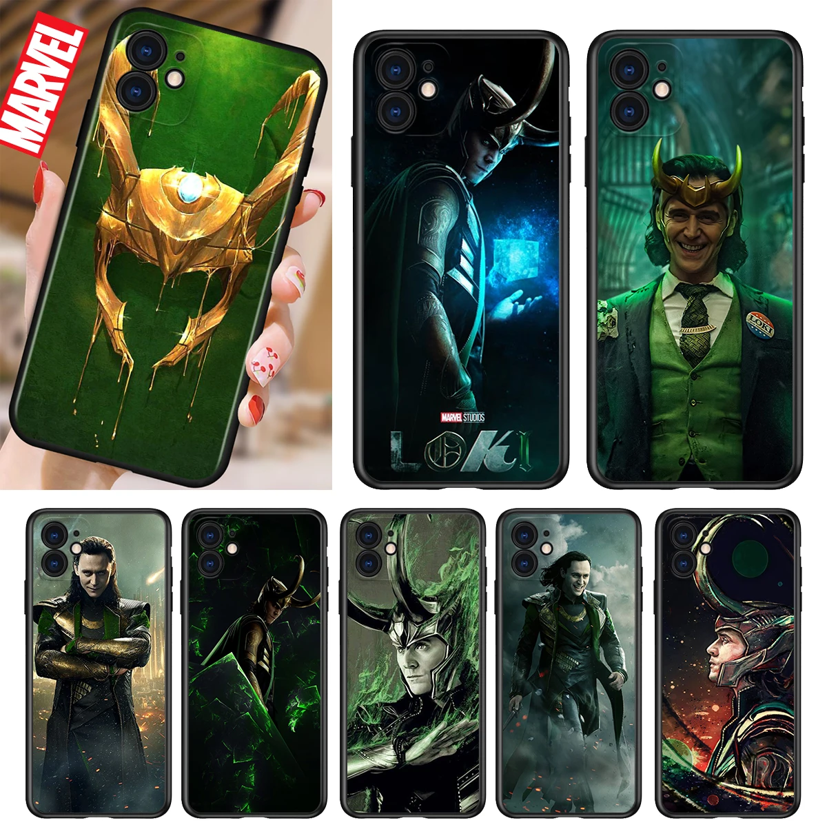 

Marvel villain Loki Shockproof Cover for iPhone 5 5S 6 7 8 X XR XS 11 SE 12 2020 mini Plus Pro MAX TPU Black Soft Cover