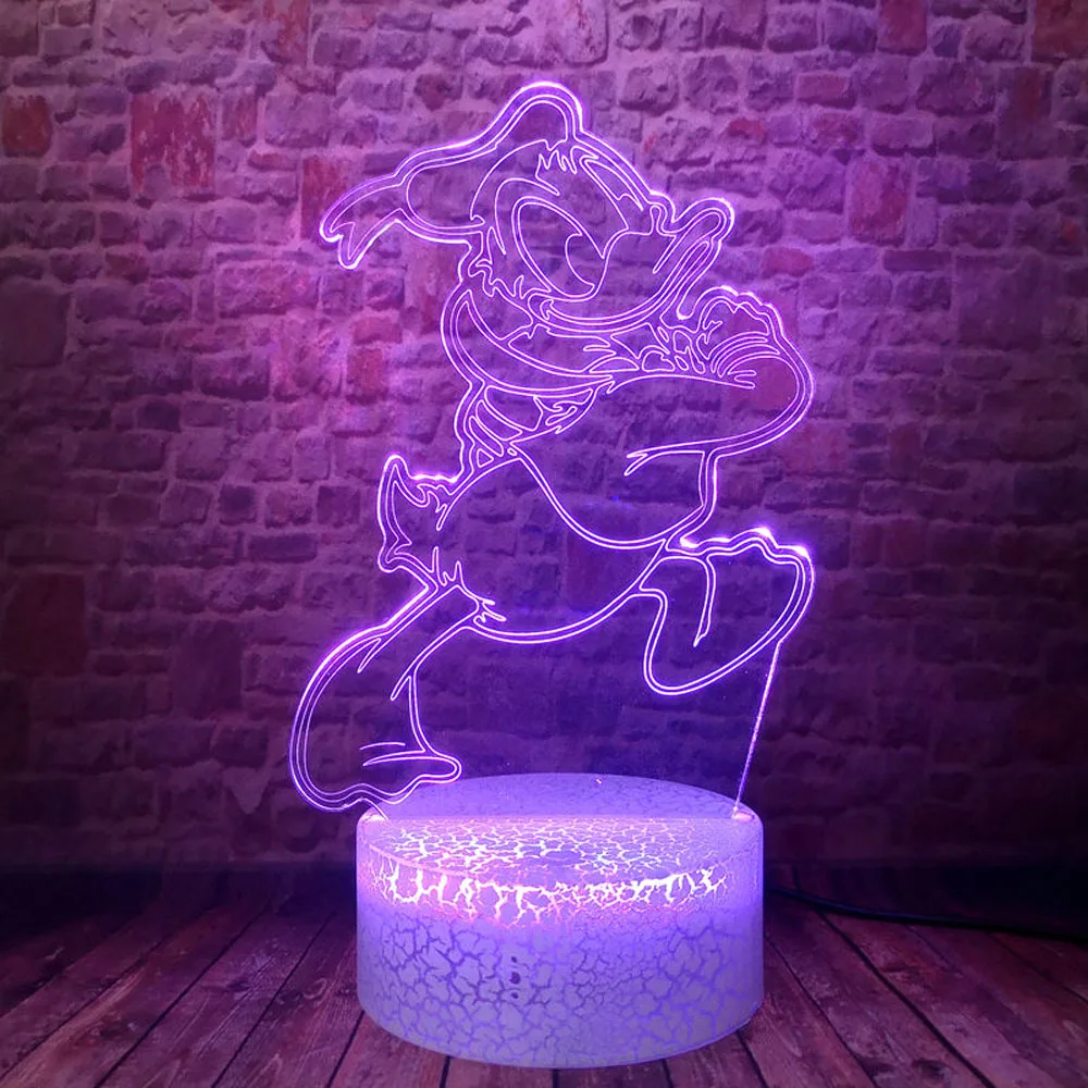 Дональд Дак 3D лампа настольная 7 цветов Изменение LED ночник фигурка для мальчиков