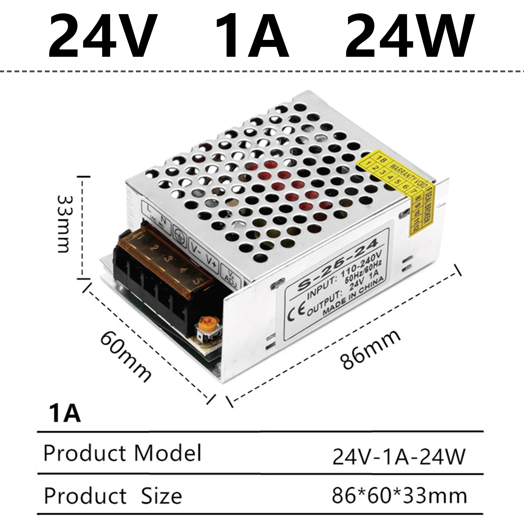 24V 1A 24W Импульсный источник питания 110 В/220 В до 24 В Светодиодный источник питания CCTV/Светодиодная лента переменного тока в постоянный источник питания адаптер - Цвет: 24V 1A 24W