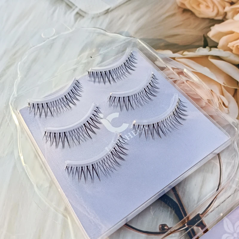 5 пар натуральных ресниц короткие для азиатских глаз набор пушистых Wispey телесные