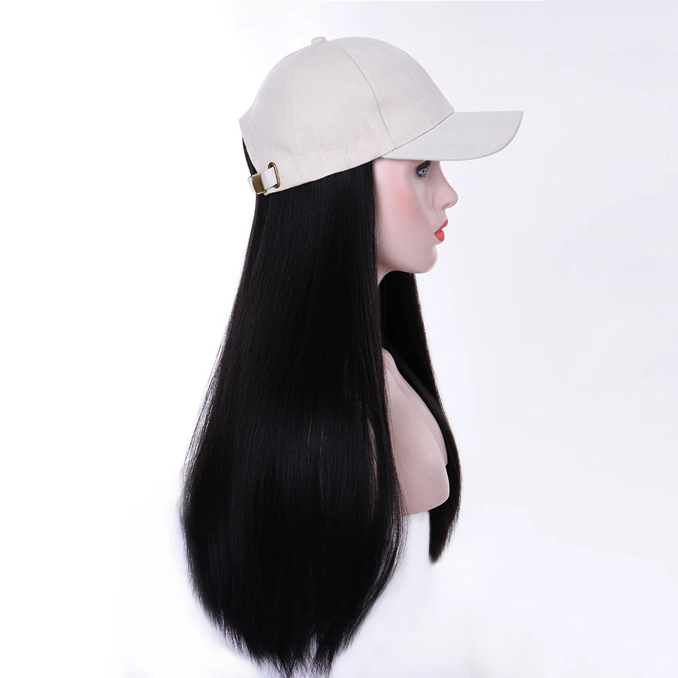 LUPU Female Long Wave Synthetic Hair Wig With White Baseball Cap Adjustable strap High Temperture Fiber Hairpieces | Шиньоны и парики
