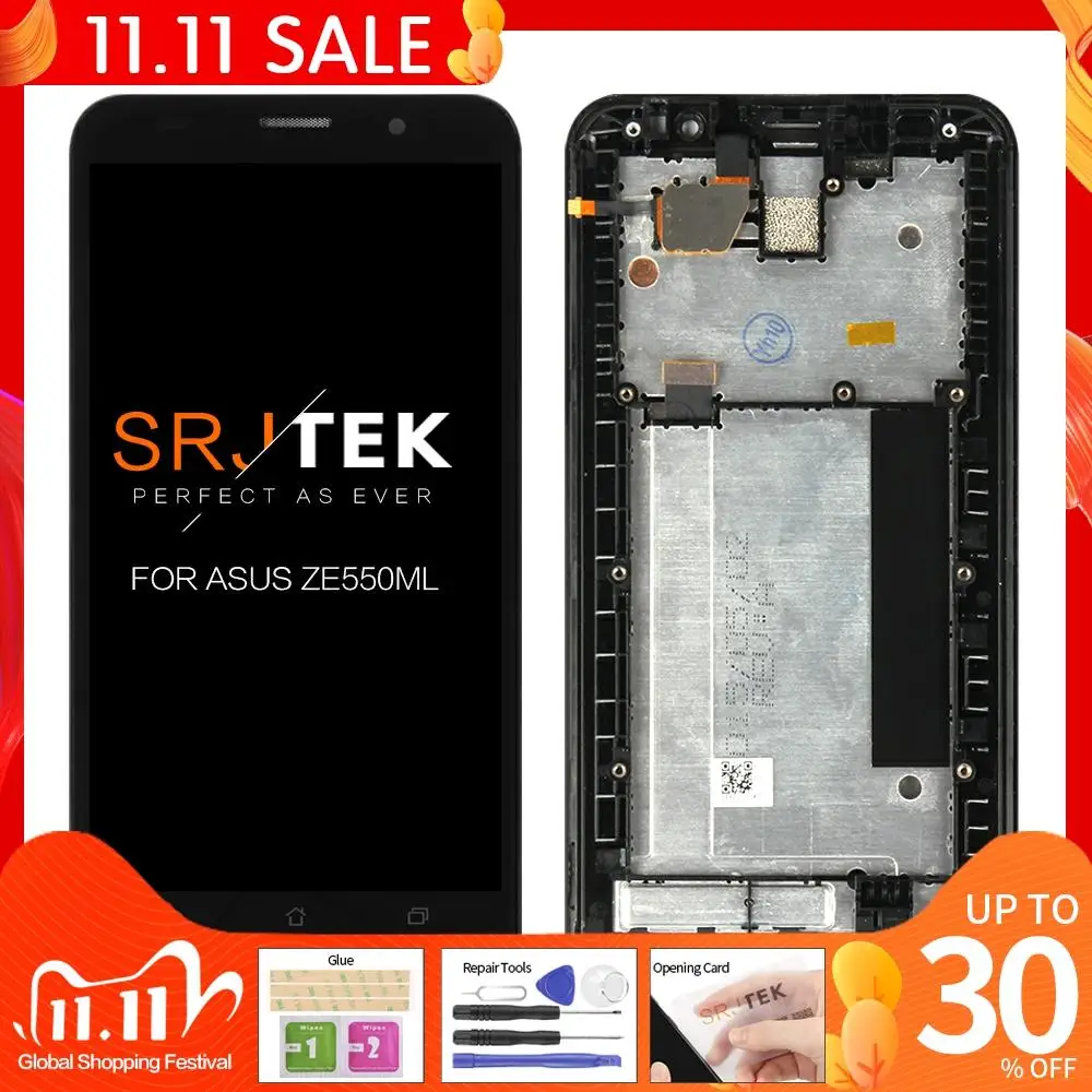 Original For ASUS Zenfone 2 ZE550ML Display Touch Screen with Frame Replacement LCD Z00BD | Мобильные телефоны и