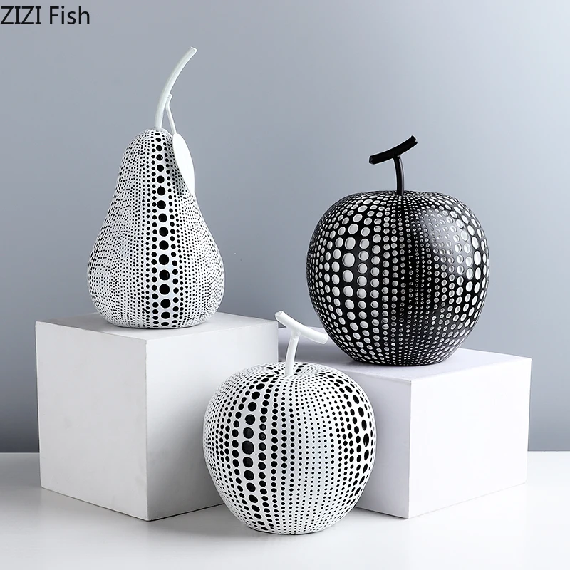

Nordic Modern Polka Dot Art Apple Ornaments Creative Fruit Statue Polka Dot Pear Crafts Gifts Home Decoration Accessories Modern