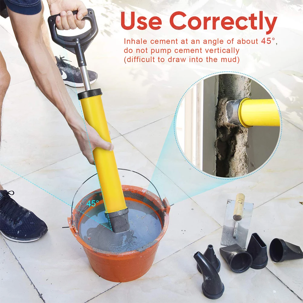 Caulking Gun Cement Lime Pump Grouting Mortar Sprayer Applicator Grout Filling Tools With 4 Nozzles Cement Caulking Pump