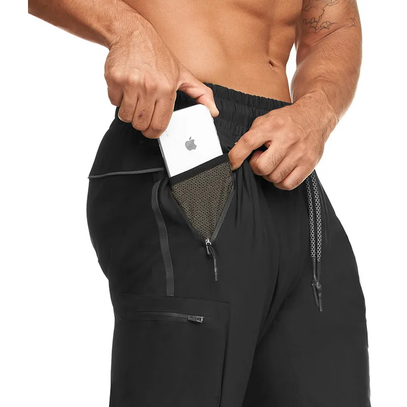 

Men New Quick Drying Reflection Multiple Pockets Pants Sports Joggers Running Athlete Fitness Gym Skinny Leggings Exercise Pants