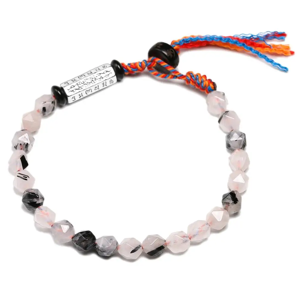 Женский браслет с натуральным черным турмалином Mala Beads 6 мм тибетский буддийский