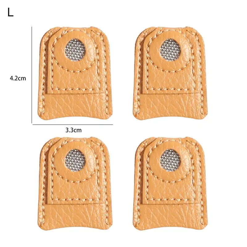 

4 PCS Sewing Thimble Finger Protector Leather Coin Thimble Finger Pads Coin Thimble Protector for Knitti DIY Sewing Tools