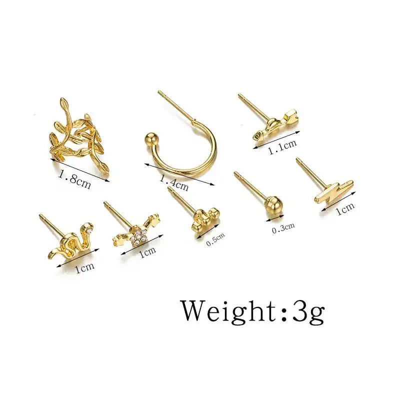 Простые женские серьги со стрелой звездой змейкой листом молнии Золотые клипсы