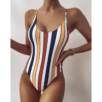 one piece swimsuit women swimwear 2021 sexy striped bathing suit woman bikini swimming for beach wear monokini female swimsuits