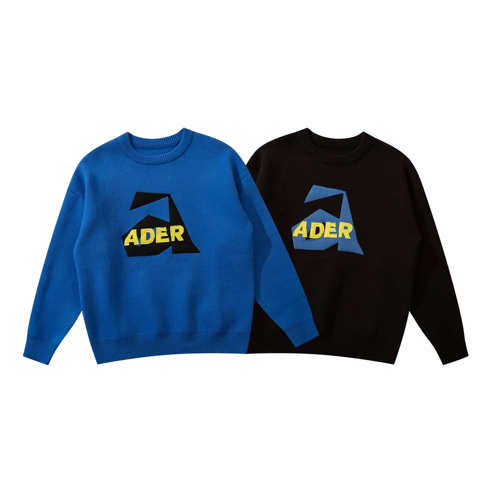 

2021fw Embroidery Blue Ader Error Sweaters Men Women 1:1 High Quality Adererror Black Tassel Knitted Pullovers