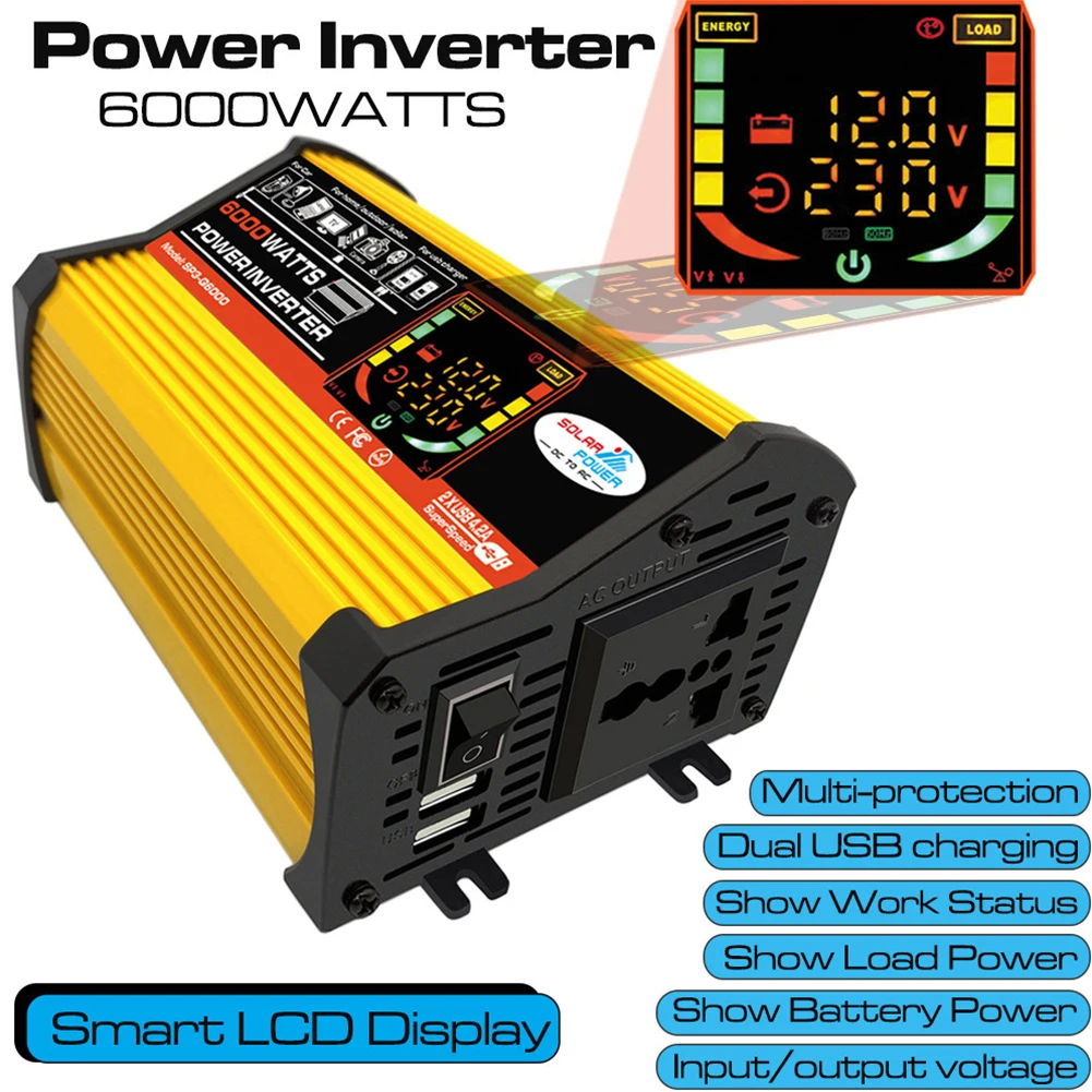 

Inversor Onda Senoidal 1000W Pura Car Power Inverter Adapter Modified Sine Wave Voltage Transformer Dual USB 12V to 220V 110V