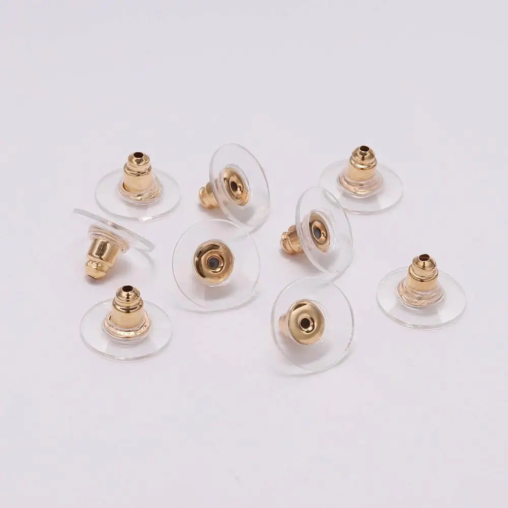 KC Gold 100 шт./лот резиновая серьга задняя пробка из нержавеющей стали, серьги-гвоздики для самостоятельного изготовления ювелирных изделий, аксессуары - Цвет: KC Gold