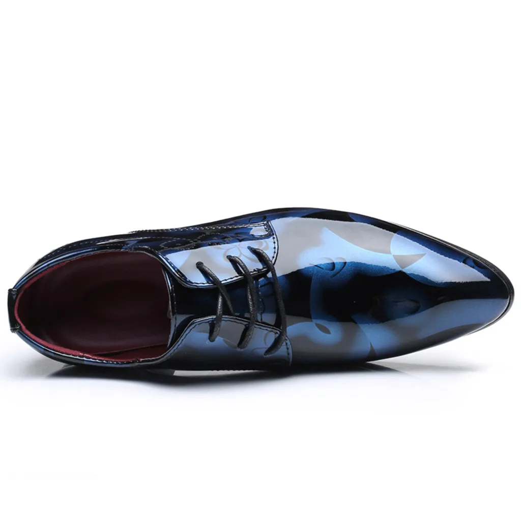 Роскошная деловая кожаная обувь на шнуровке Мужская дышащая официальная модельная обувь мужская офисная обувь с цветочным принтом mocassin homme
