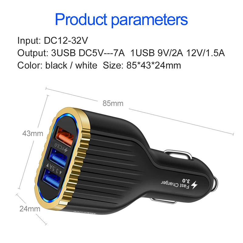 3 usb порта Быстрая зарядка 0 Автомобильное USB зарядное устройство s Автомобильный