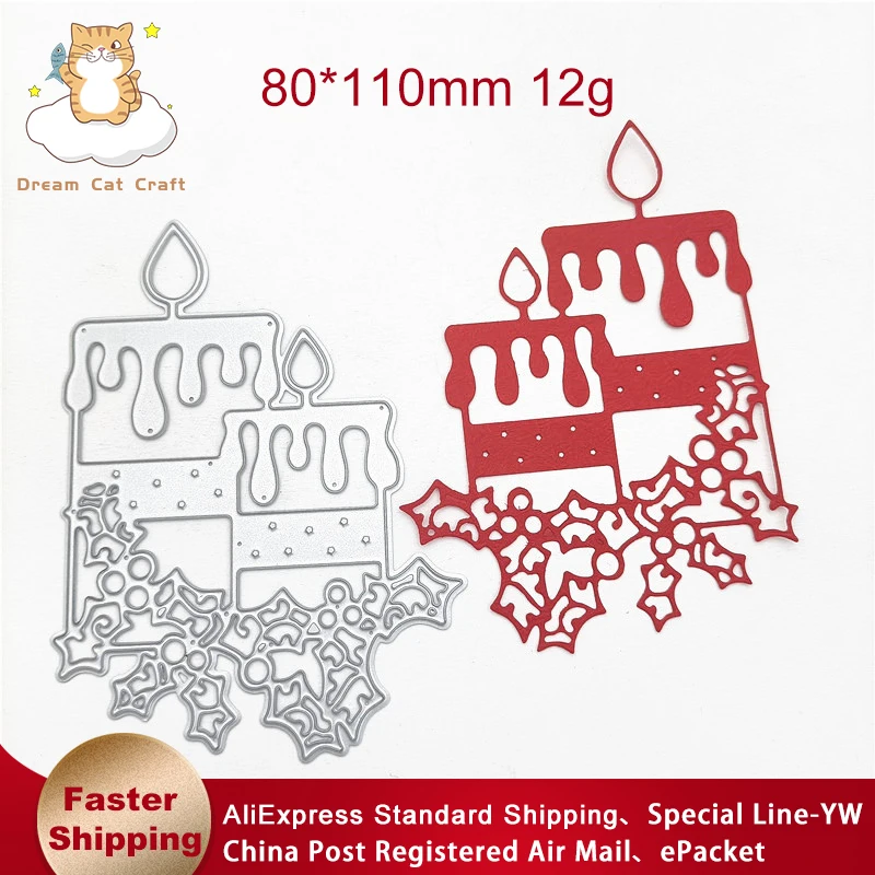 

2021 New Merry Christmas Candles Metal Cutting Dies Mold Scrapbook Paper Craft Knife Mould Blade Punch Stencils Dies Cuts