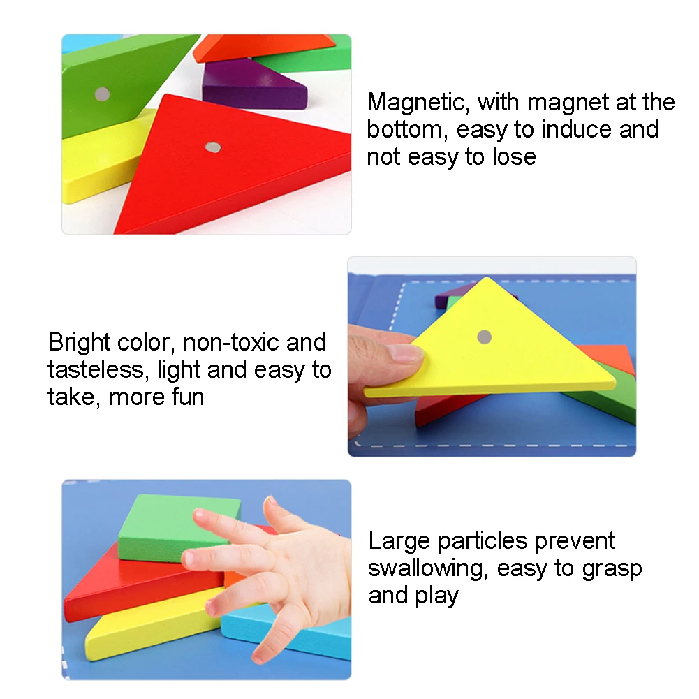 Baby Magnetic Tangram Jigsaw Puzzles Game IQ Book Brain Teaser Education Kids Toy Early Learning Development Toys For Chidlren