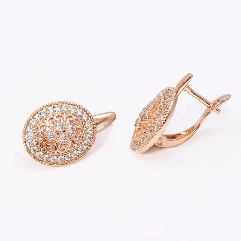 MxGxFam полый цветочный узор серьги-кольца с цирконом для женщин модные ювелирные