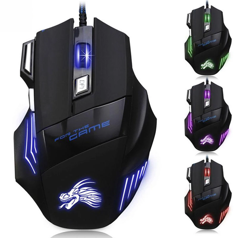 Профессиональная игровая мышь 5500 DPI ПК 7 кнопок светодиодная оптическая USB