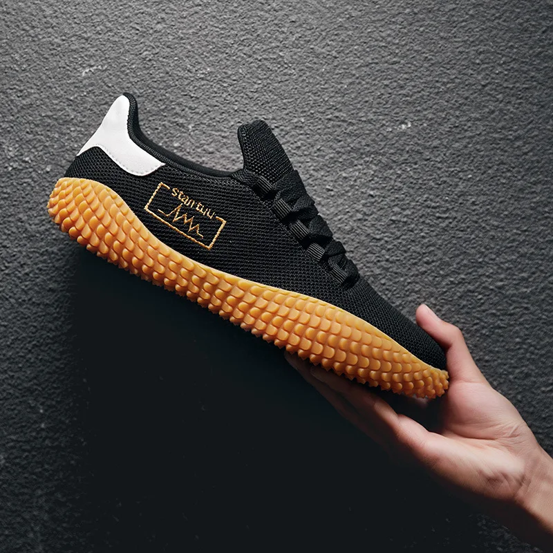 Мужские кроссовки Повседневная обувь Дышащая на плоской подошве со шнуровкой