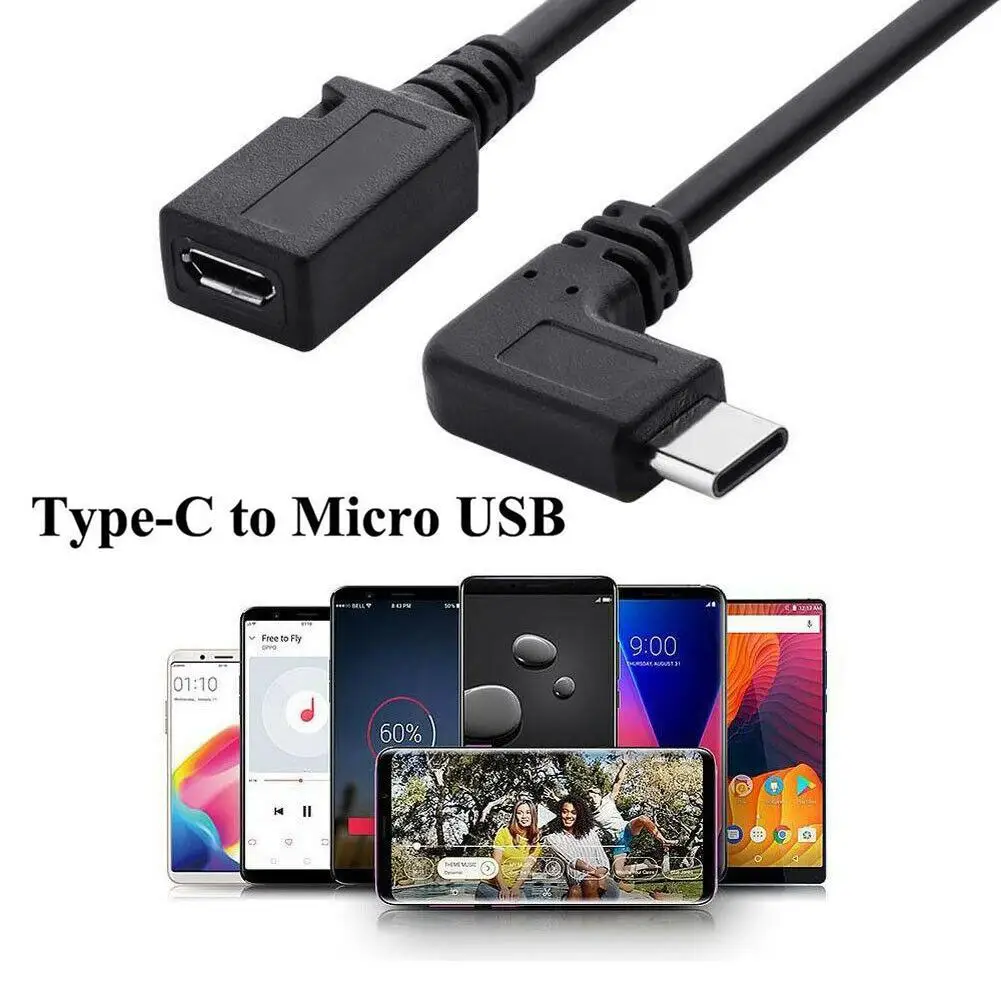 25 см USB 3 1 Тип C Мужской левый 90-градусный угловой тип к Micro 5-контактный разъем