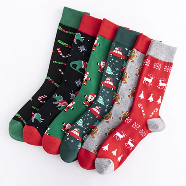 

New Christmas Series Cotton Men Tube Socks Funny Happy Personality Cartoon Absorbs Sweat Thicken Cute Socks