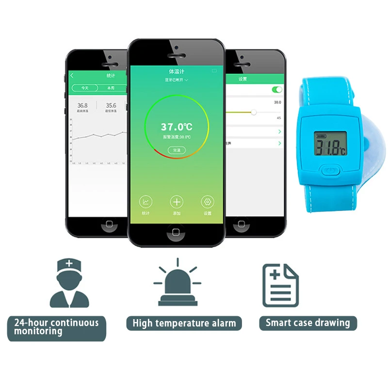 

Digital Baby Intelligent Bluetooth Thermometer Smart Fevers Temperature Bracelet LCD Display for Kids Adults BDF99