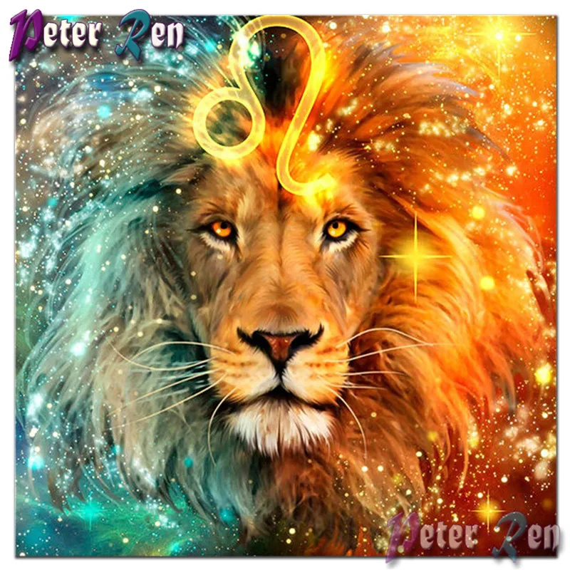 

Diy Diamond Painting Floral Needlework Full daimond Colorful Leo Lion King Embroidery diamant Decorate Rhinestones Mosaic Gifts